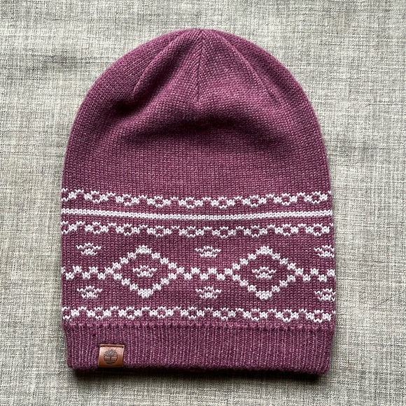 Timberland Accessories - Timberland Knit Beanie Hat Maroon Red Women's